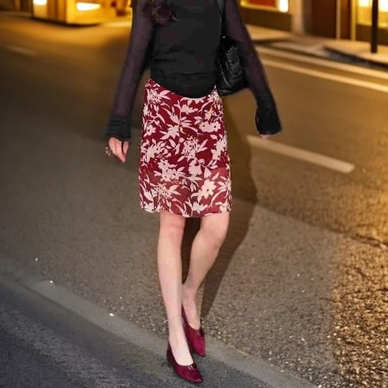 碎花短款短裙半身裙半裙高腰长款A字裙花色中长款印花气质A字裙