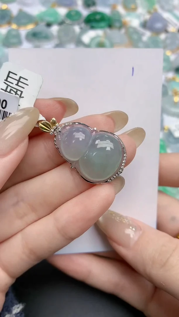 【闪购商品】翡翠颈饰18K金镶嵌天然缅甸翡翠A货