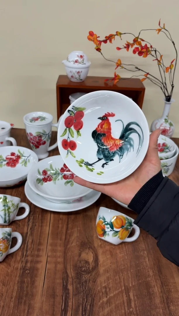 景德镇手绘釉中彩（食品级）小斗笠碗