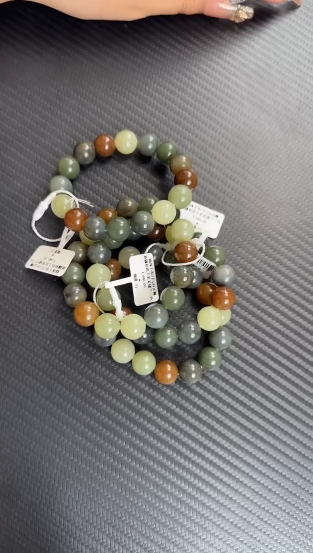 手串未镶嵌和田玉若羌微色差楼兰三色卡12手串多样性拍一发一