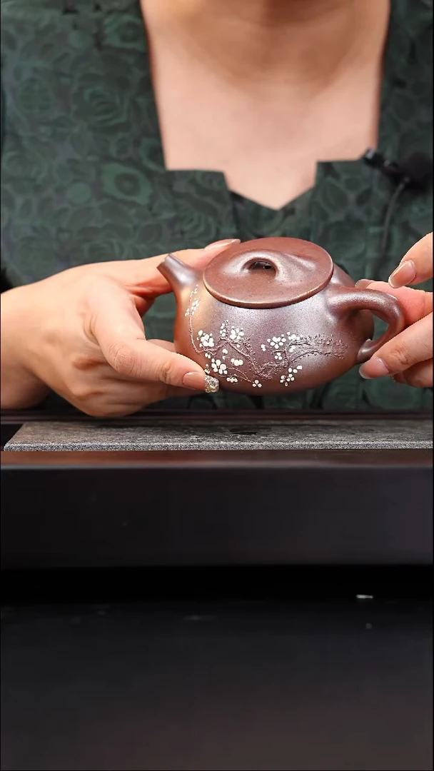 茶壶紫砂赵庄朱泥柴烧景舟石瓢泥绘240cc