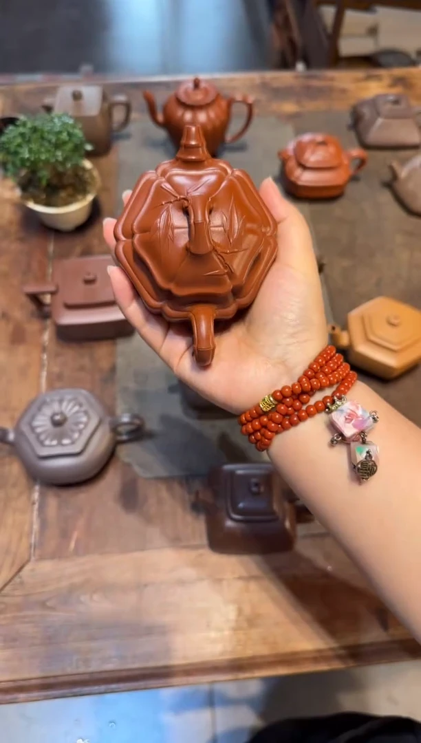 茶壶紫砂李****9六方海棠双线竹鼓