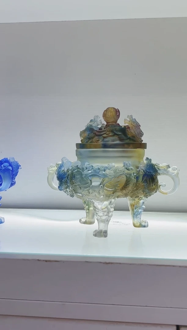 手工艺品琉璃古法琉璃九龙香炉