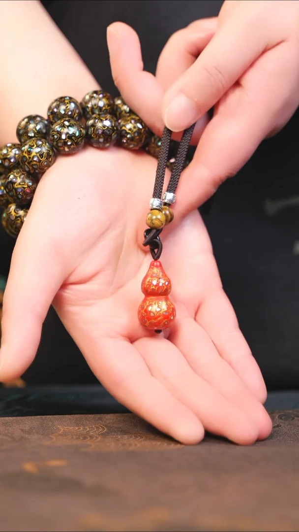 【闪购商品】红金大漆紫光檀螺钿小脖挂