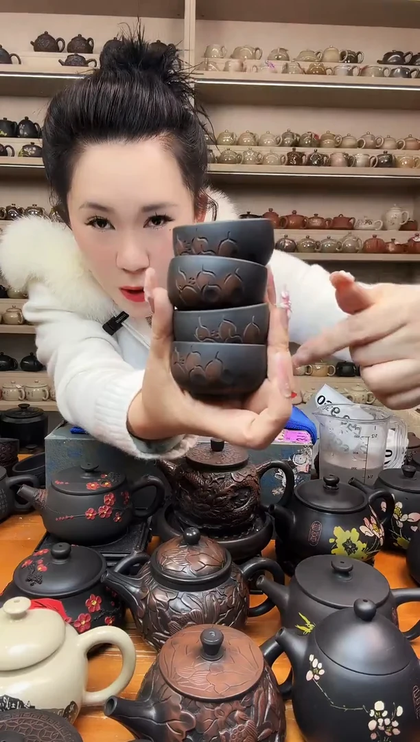 壶线雕 品茗杯拍1发4