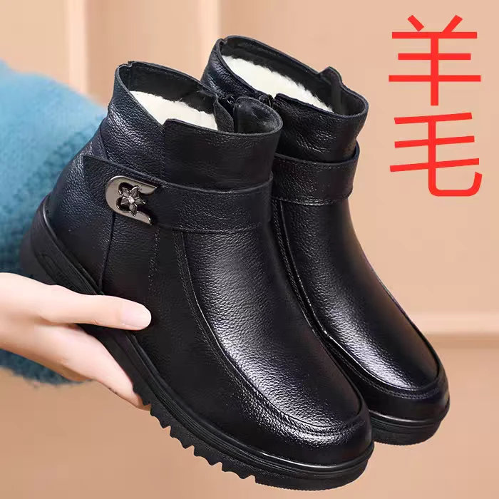 真皮大羊毛防滑耐磨底妈妈鞋舒适保暖