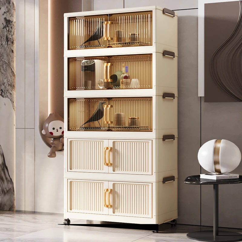 【拍四发五】60cm直径BX折叠式多层储物柜客厅玩具零食收纳柜防尘柜