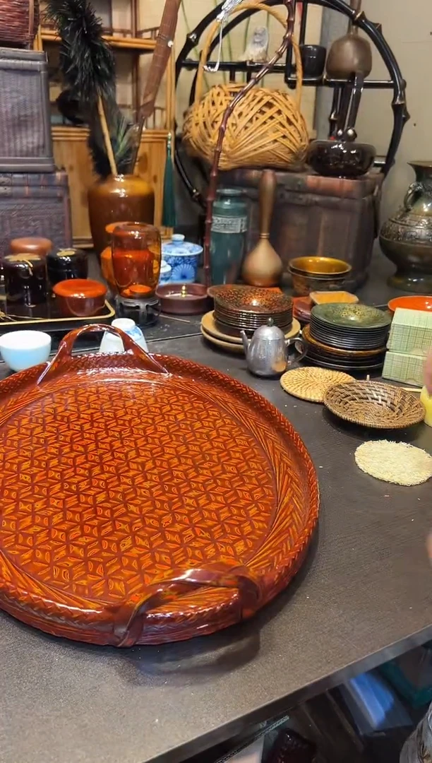 菠萝漆竹编托盘  大漆漆器大漆漆器大漆漆器