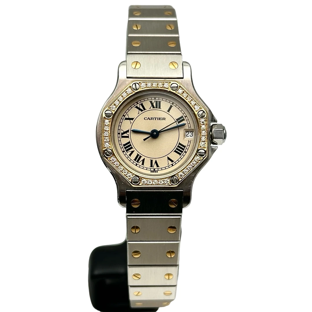 95新 Cartier/卡地亚 女士腕表 24.5mm表径 间金 石英机芯 后钻  