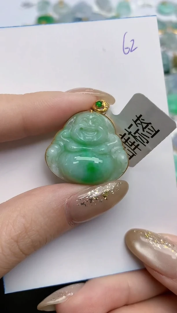 【闪购商品】翡翠颈饰18K金镶嵌天然缅甸翡翠A货