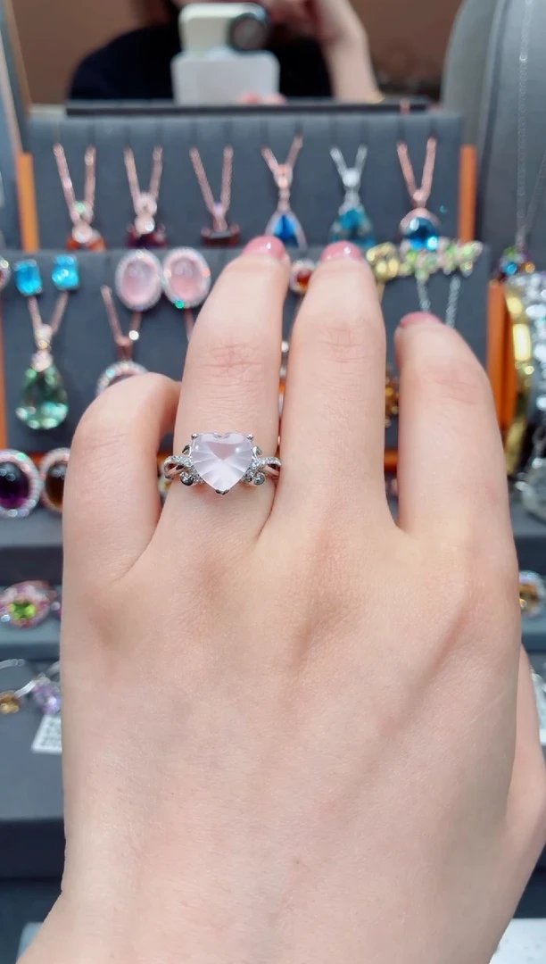 银S925镶嵌戒指水晶孟**光水晶戒指 11#