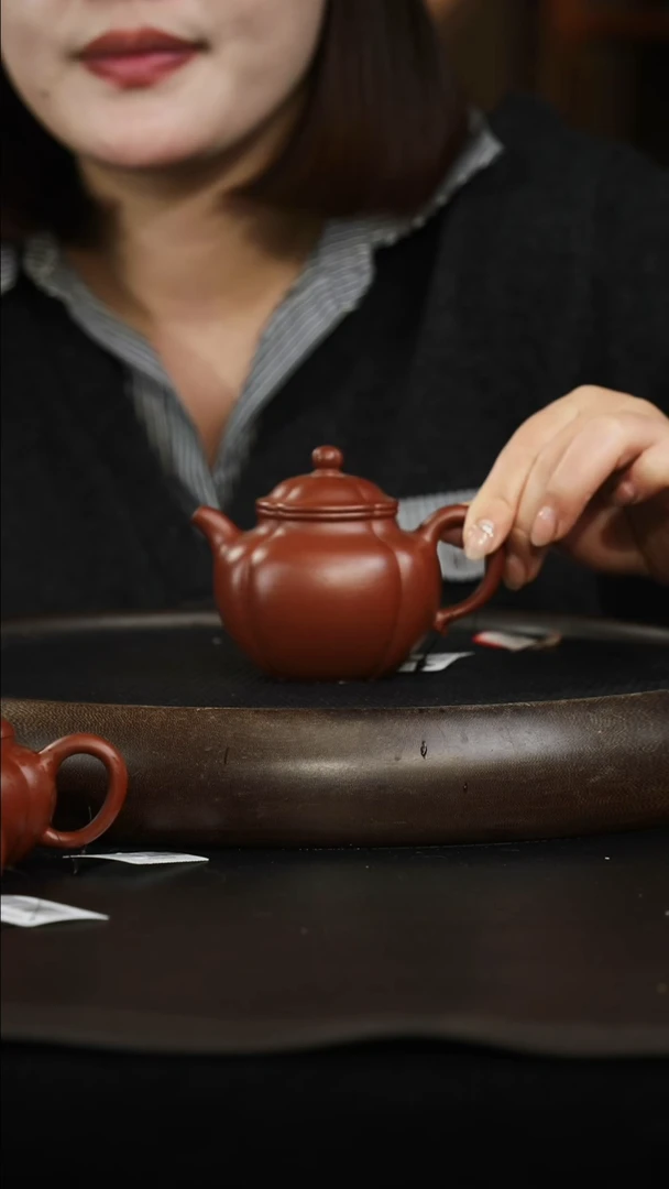 茶壶紫砂羊角山紫泥 筋纹秋水