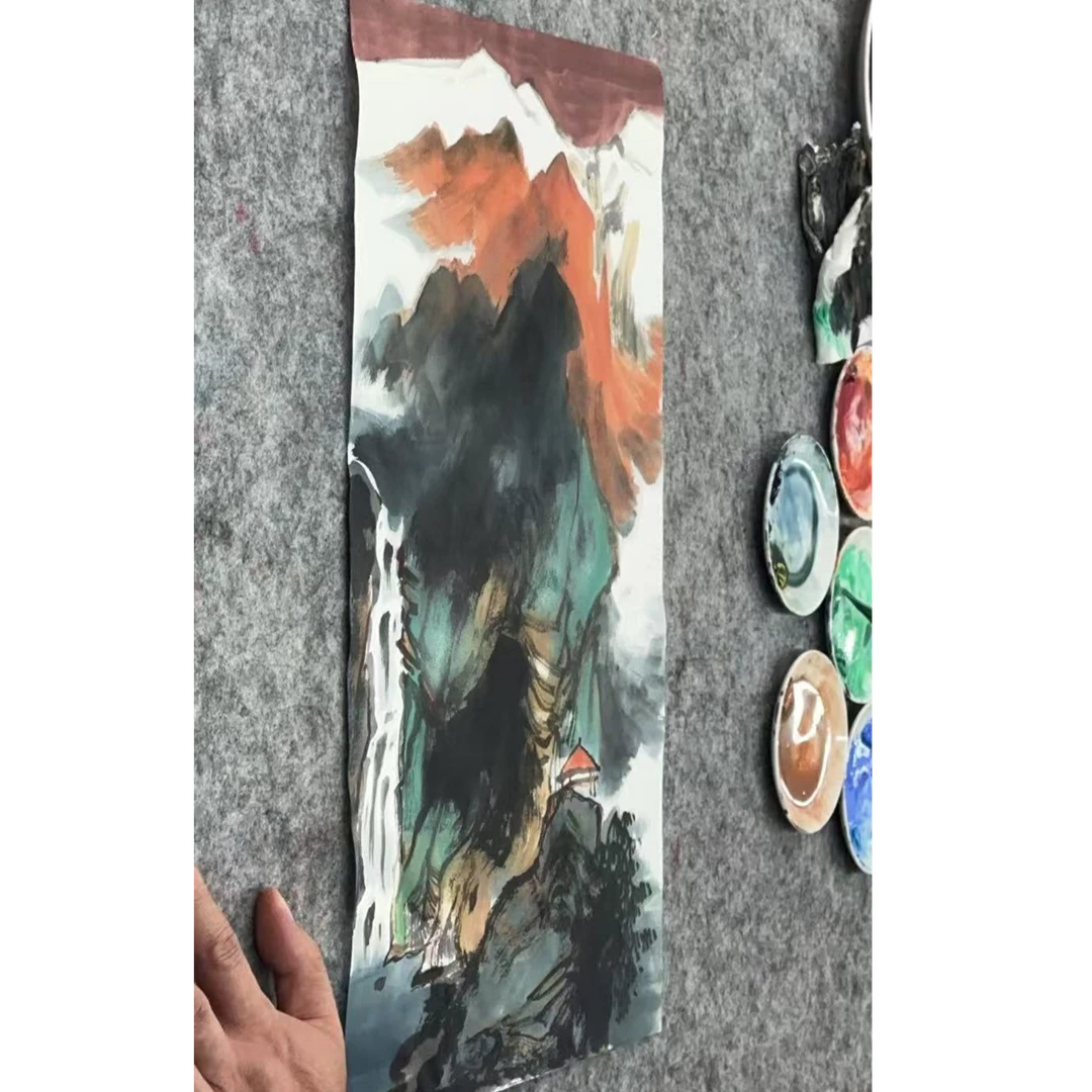闫辉-现场-手绘国画-1平尺-客厅办公室挂画