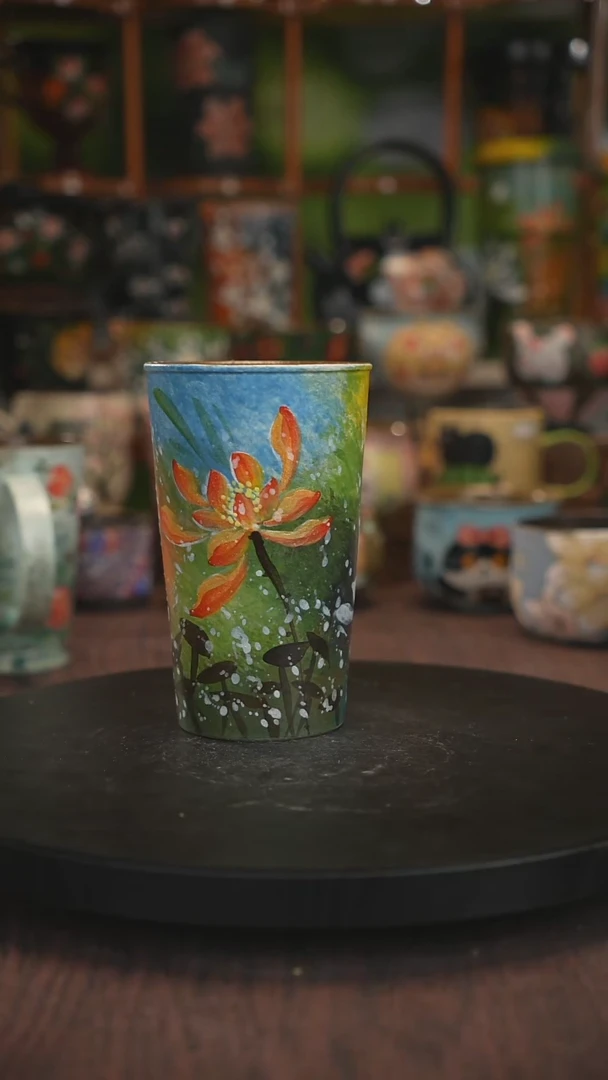 紫砂油画手绘釉下彩