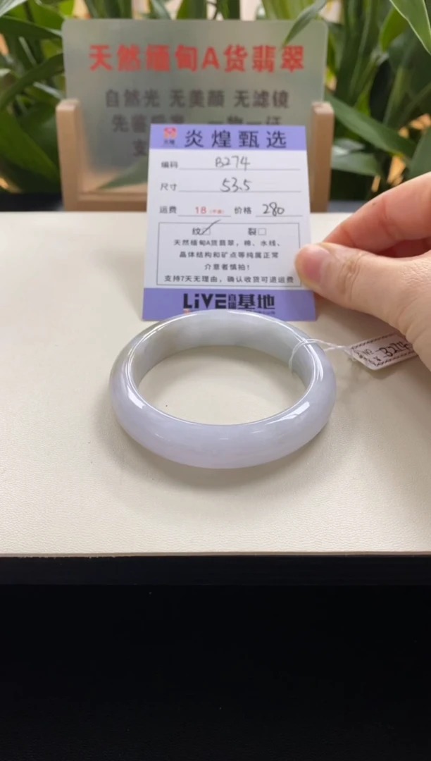 未镶嵌手镯翡翠圈口53.8编码b274