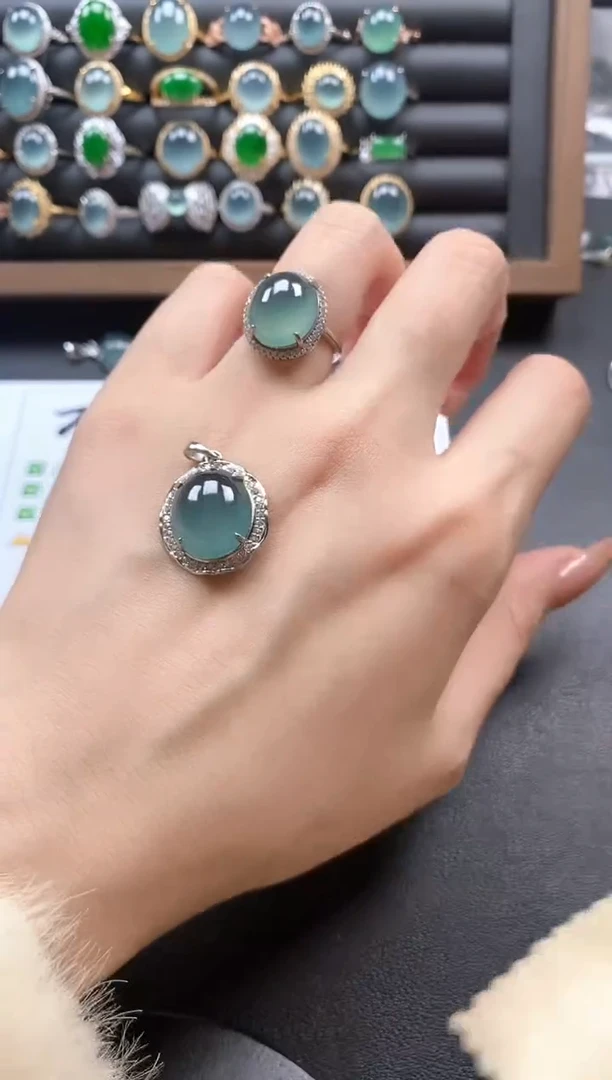 银S925镶嵌戒指翡翠511514