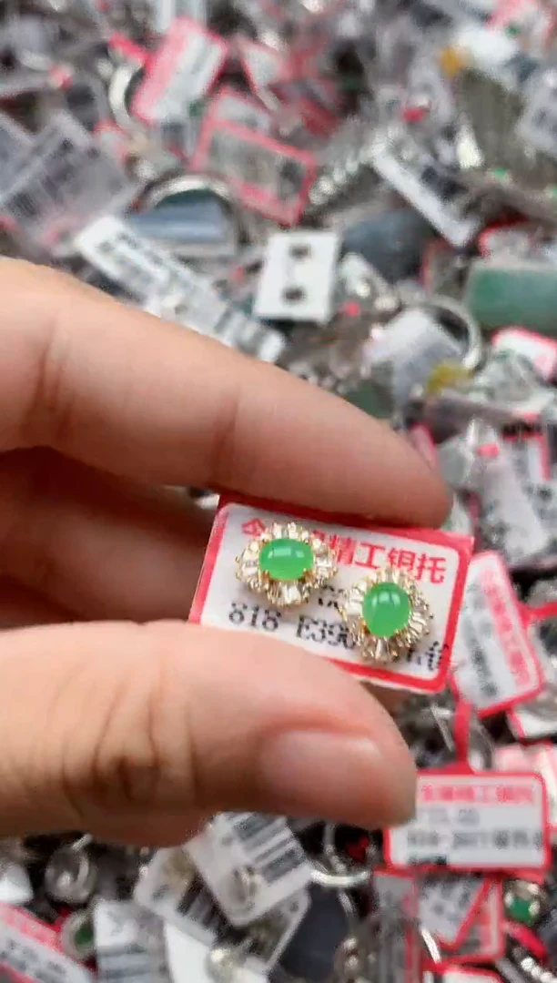 银S925镶嵌戒指翡翠天然A货缅甸翡翠