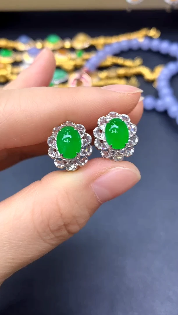 18K金镶嵌翡翠耳饰377-中国好珍宝