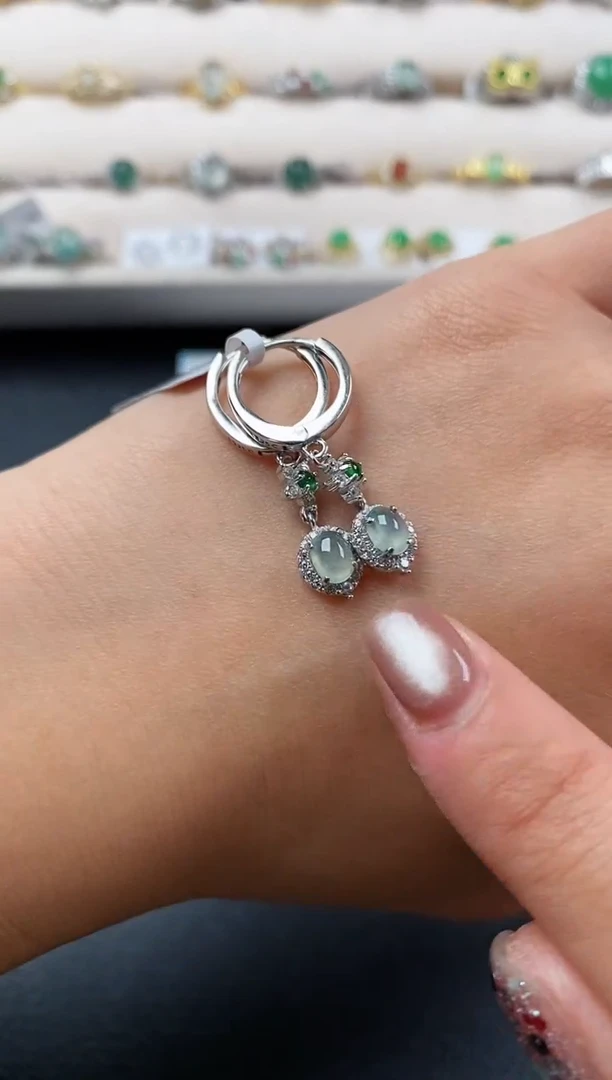 银S925镶嵌戒指翡翠天然缅甸A货翡翠11 10-4