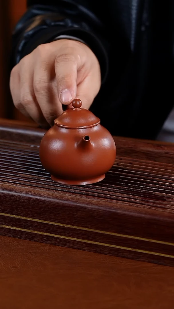 茶壶紫砂轩轩工堂朱泥潘壶150cc