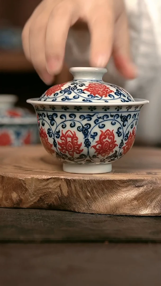 手绘 高温现代瓷 气窑 有暇  缠枝莲大布袋150C