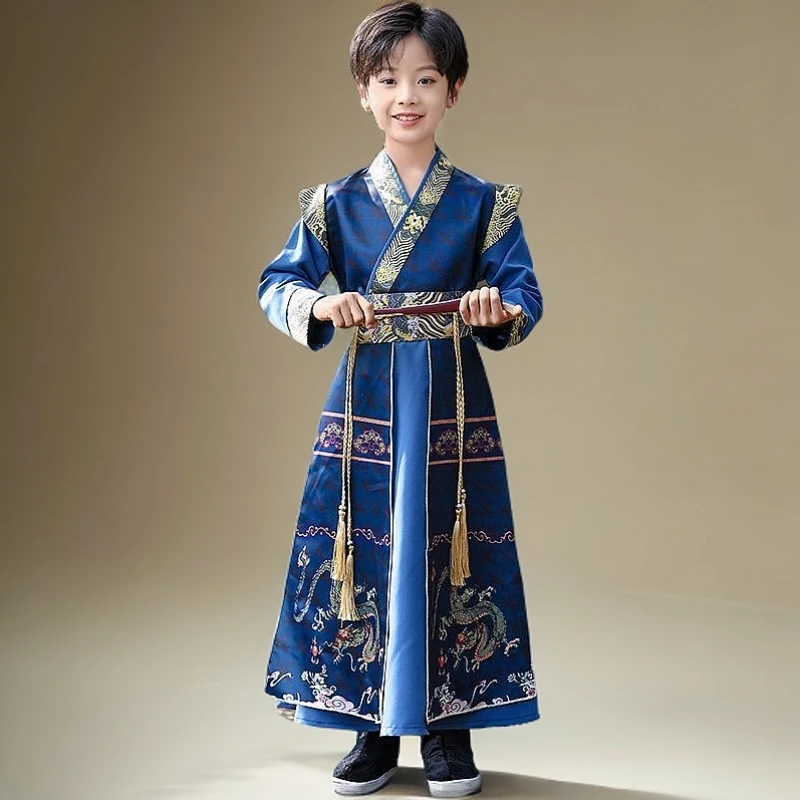 男童汉服飞鱼服2025新款儿童春秋款唐装新中式古装小少爷国风古风