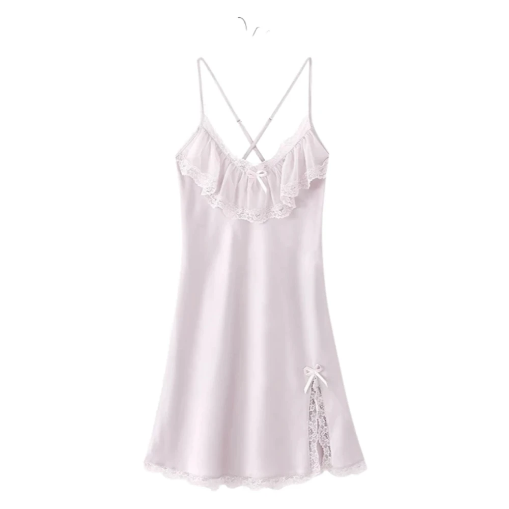 吊带睡裙女夏季薄款冰丝缎面性感睡衣纯欲风家居服Q114