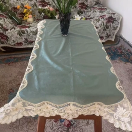 ZN120-176意大利绒【90*120】祖母绿意大利绒毛巾绣边桌布茶几布