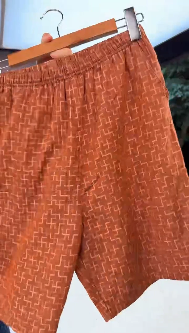 棉棉色织双层纱大提花遇见单品短裤 桔色;均码