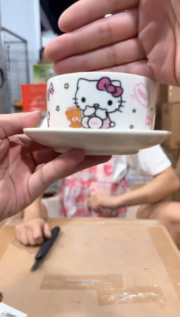 瓷片白色kt猫一杯一碟