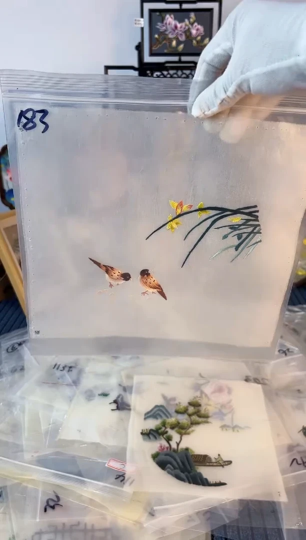 织绣纯手工苏绣双面绣绣布183