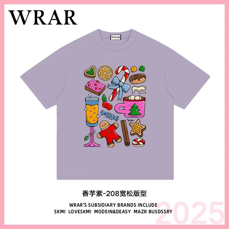 【美味集合】新品四季透气宽松复古百搭T恤休闲圆领设计师印花