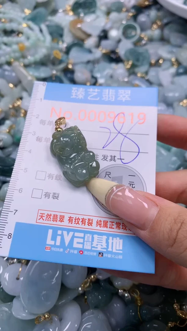 翡翠未镶嵌颈饰含绳0009618