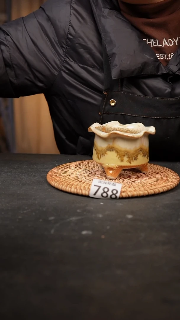 【闪购商品】瓷片788泥泥手工花盆口7-8高7-8