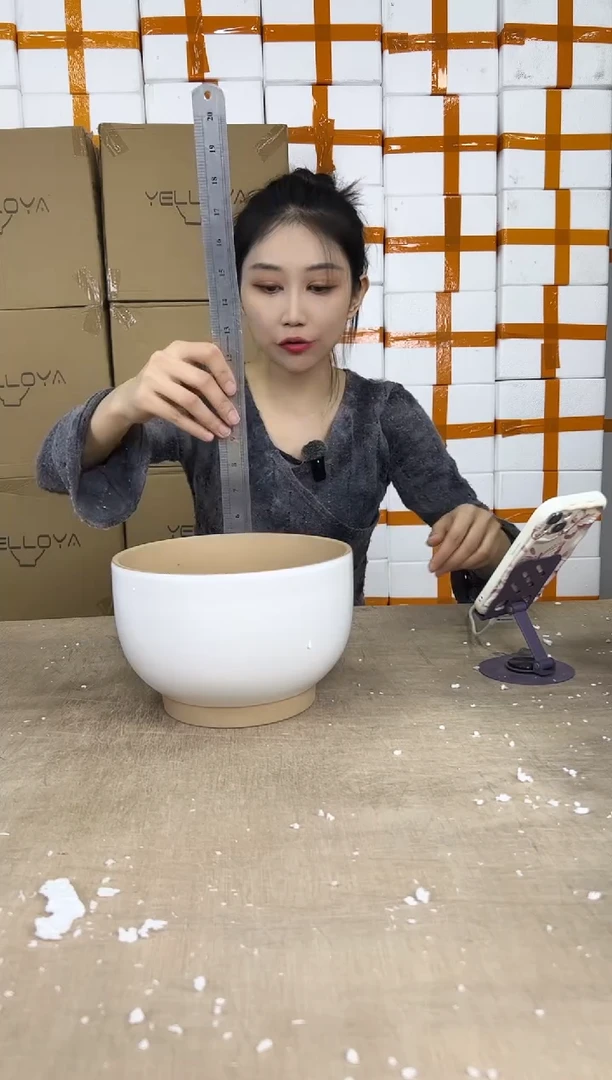 大碗紫砂白色中号20x14