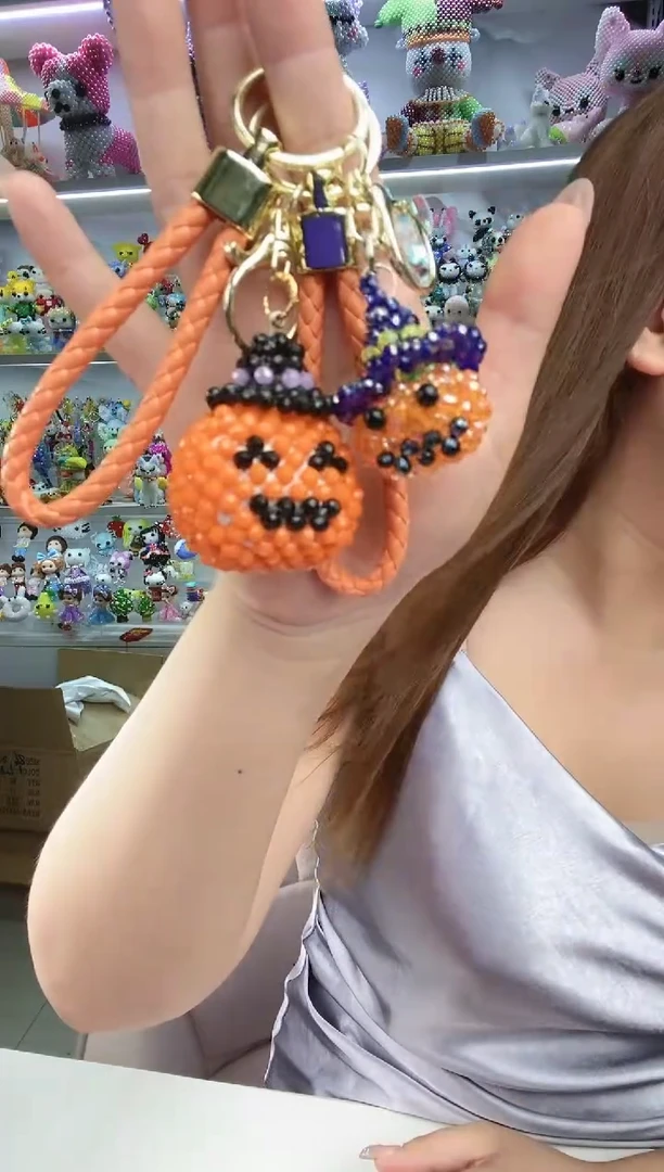 玻璃16109卡4水晶2个南瓜挂件材料包1套带皮绳2个