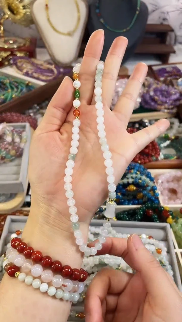 【闪购商品】玛瑙/玉髓手链未镶嵌天山翠玉双圈天然玉石