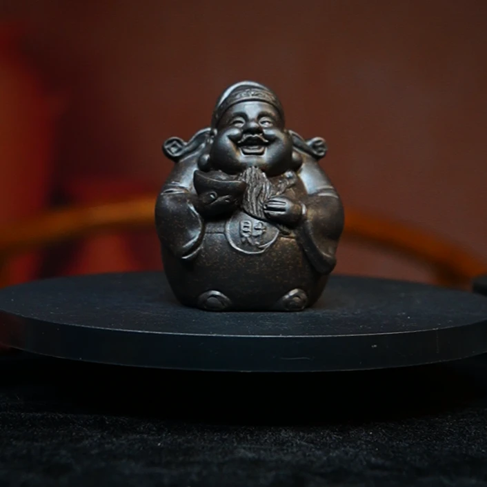 宜兴紫砂  黑  大财神爷