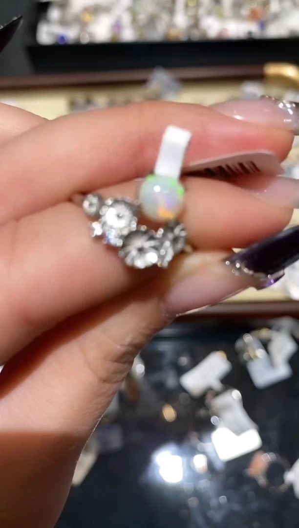 银S925镶嵌欧泊戒指楚楚珠宝中古甄选不退换