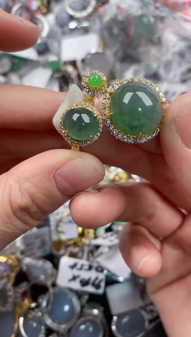 银S925镶嵌戒指翡翠222   2