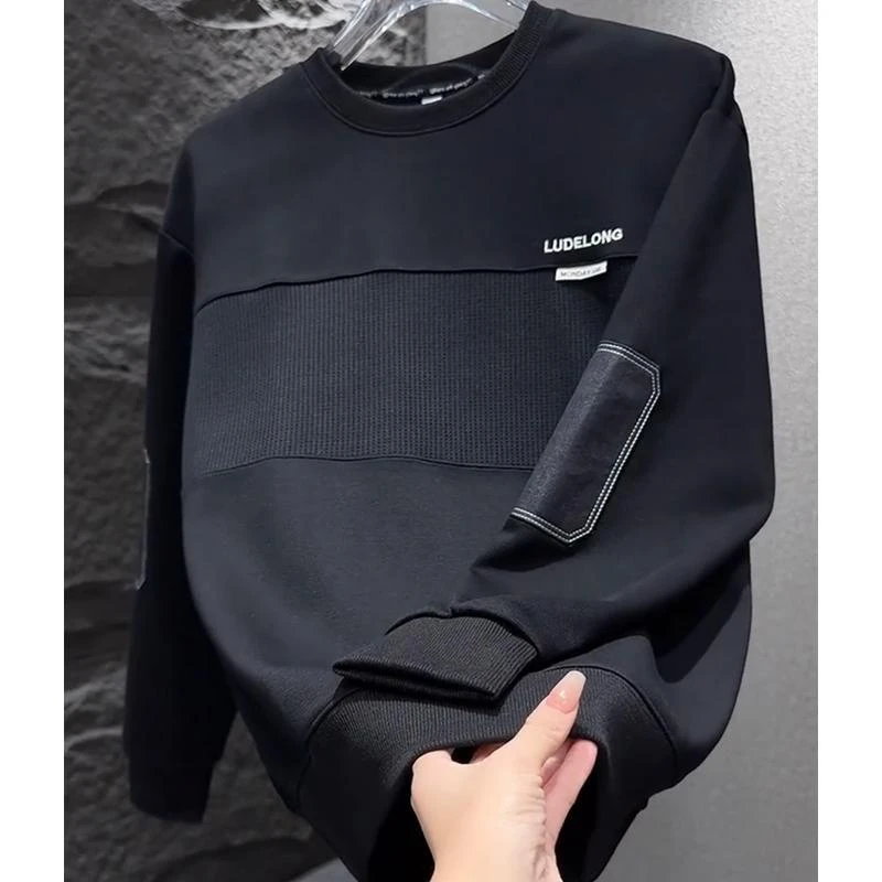 灏吉弧加绒卫衣男款秋冬季韩版休闲帅气男士秋装上衣潮牌男装