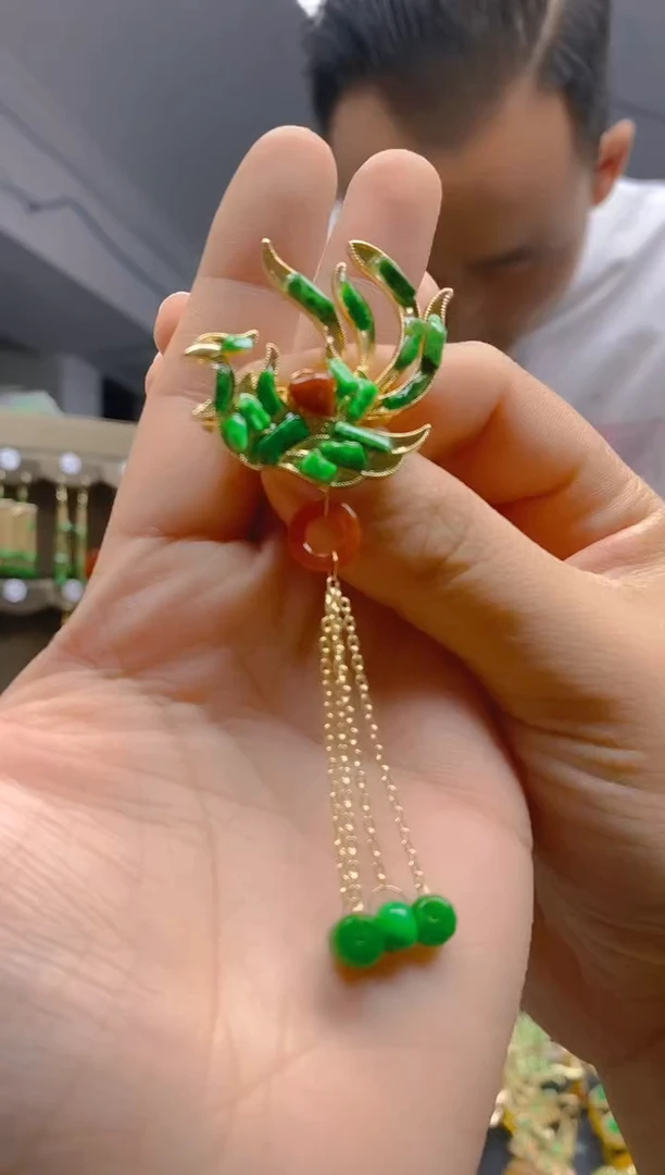 【闪购商品】翡翠耳饰合金379翡翠胸针