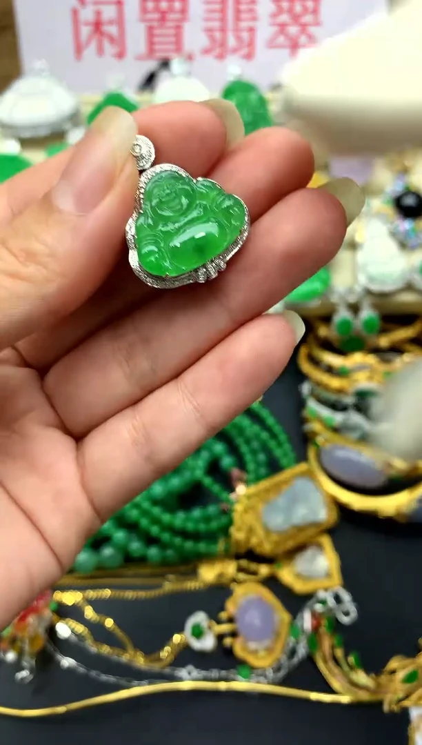 翡翠18K金镶嵌颈饰474-中国好珍宝