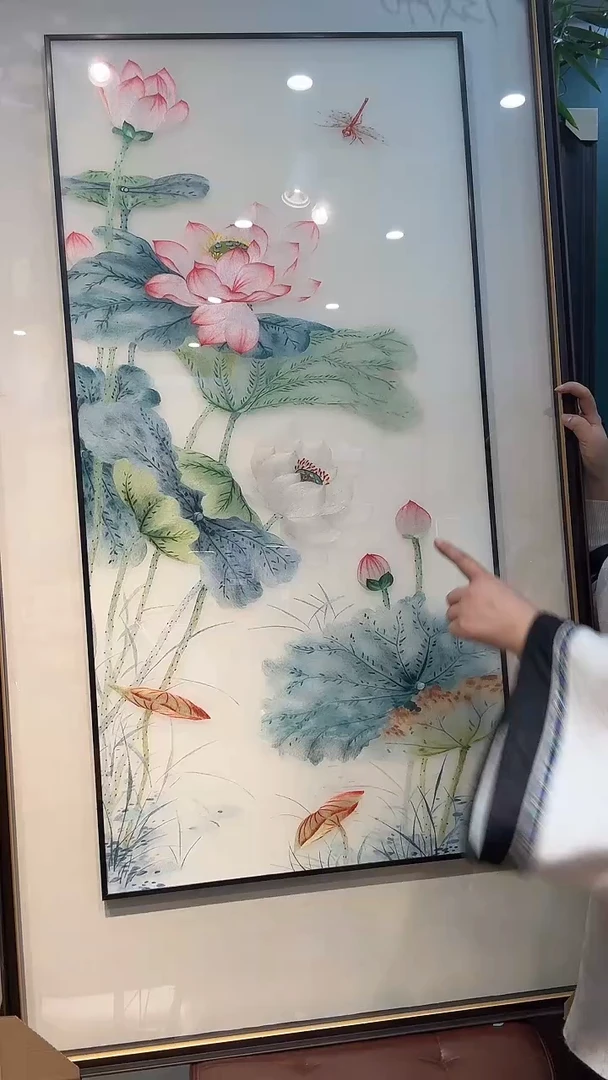 竖款非遗苏绣手工刺绣装饰画不包邮