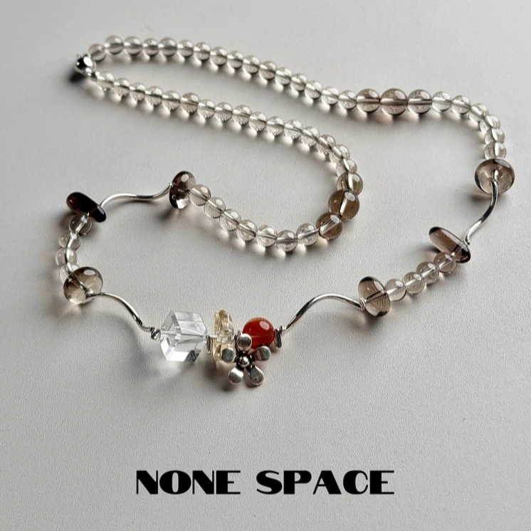 无境NONE SPACE【山茶花】兔毛茶晶白水方糖黄水随行银项链