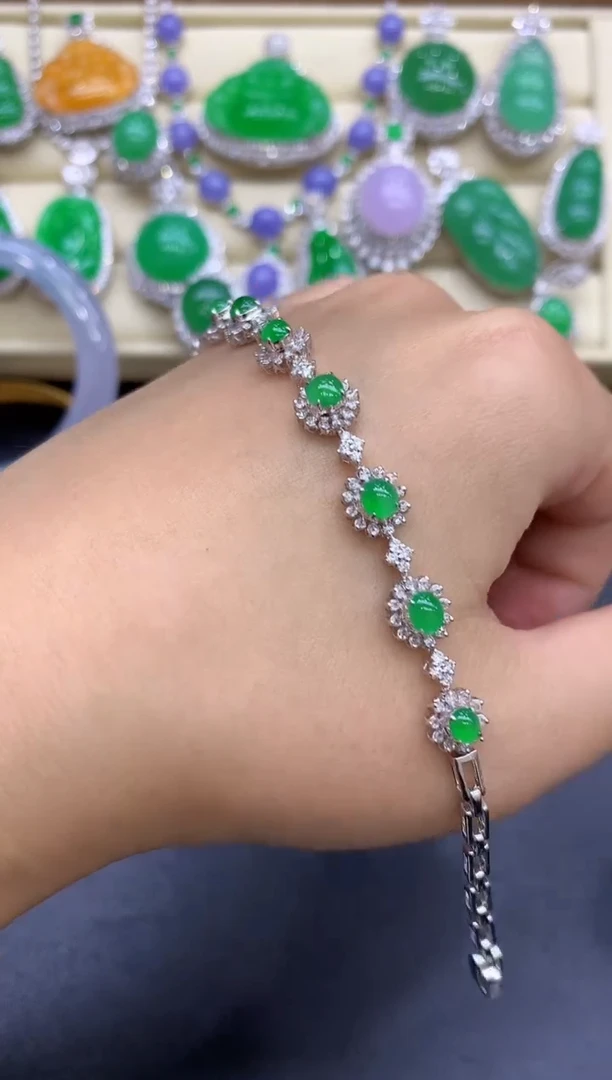 18K金镶嵌手链翡翠728-中国好珍宝