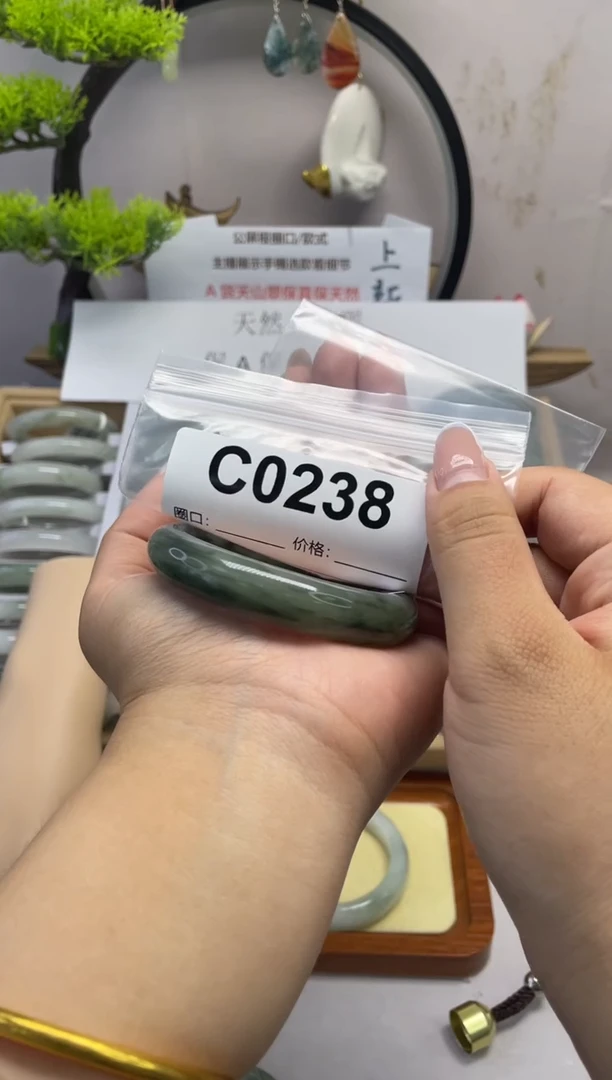 石英质玉（天山翠）手镯未镶嵌c0238