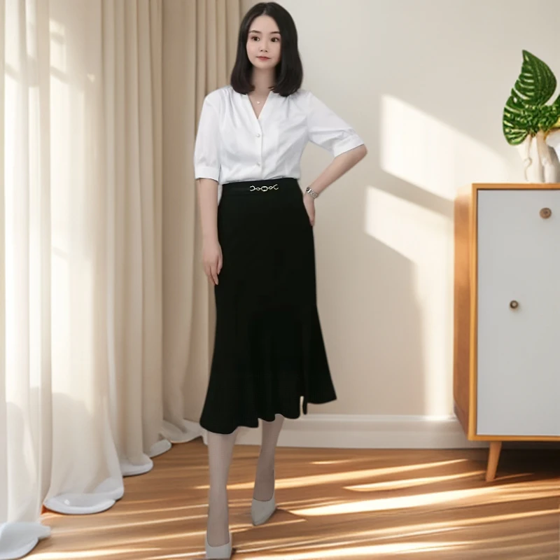 【宝】夏季新款显瘦休闲简约轻职风通勤桑蚕丝时尚衬衫-BZ694