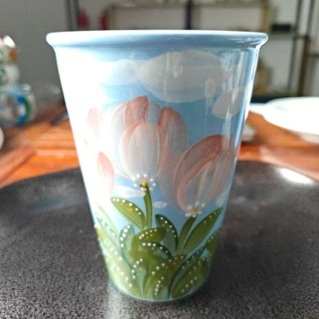 景德镇手绘釉中彩（食品级）精工可乐杯1928