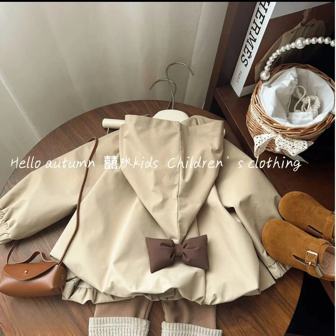 （可米）女童春季新款套装洋气甜美蝴蝶结开衫打底裤时尚两件套